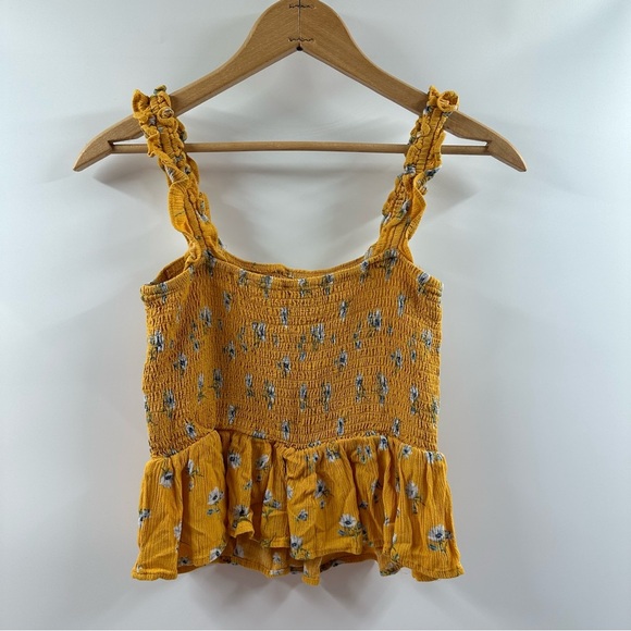 Forever 21 Yellow Floral Smocked Tank Top – Size Medium - Picture 5 of 5